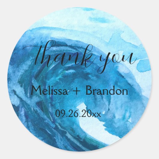 エレガント海波ビーチ海の目的地の結婚式 ラウンドシール (正面)