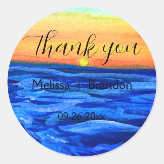エレガント海波ビーチ海の目的地の結婚式 ラウンドシール (正面)