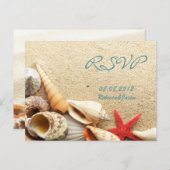 エレガント海砂貝類ビーチ結婚式rsvp インビテーションポストカード (正面/裏面)
