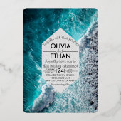 エレガント海青結婚波フォイル招待状 箔招待状 (正面)