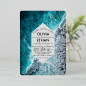 エレガント海青結婚波フォイル招待状 箔招待状 (立ち正面)