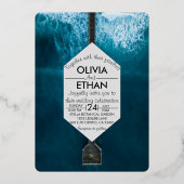エレガント海青結婚波フォイル招待状 箔招待状 (正面)