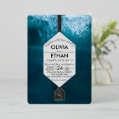 エレガント海青結婚波フォイル招待状 箔招待状 (立ち正面)