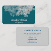 エレガント海青色水色フローラ 名刺 (正面/裏面)