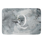 エレガント海 |ホエールモノグラム バスマット (正面)