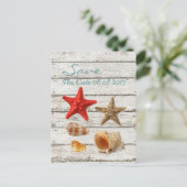 エレガント海seashellsビーチ保存日付 案内ポストカード (スタンド正面)