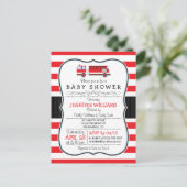 エレガント消防車ベビーシャワー招待状 インビテーションポストカード (スタンド正面)