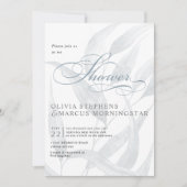 エレガント淡い色のダスティブルー葉ユーカリス 招待状 (正面)