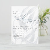 エレガント淡い色のダスティブルー葉ユーカリス 招待状 (スタンド正面)