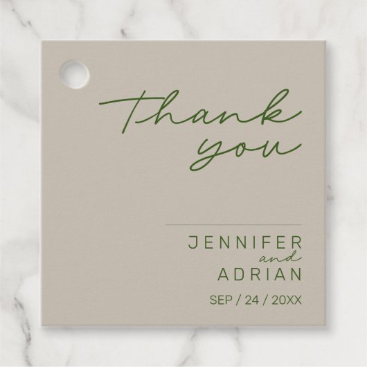 エレガント淡い色のミニマルシルバー結婚は フェイバータグ (正面)