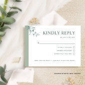 エレガント淡い色の結婚RSV付き/無し緑 出欠カード