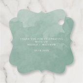 エレガント淡い色の緑色水彩画結婚像 フェイバータグ (裏面)