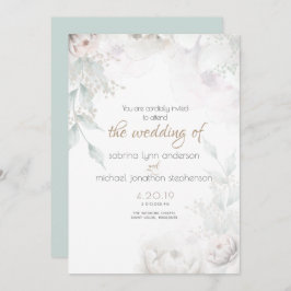 エレガント淡い色の赤面サンゴ白牡丹 招待状