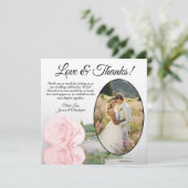 エレガント淡い色の赤面ピンクローズオーバルフォト結婚ズ サンキューカード (スタンド正面)