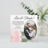 エレガント淡い色の赤面ピンクローズオーバルフォト結婚ズ サンキューカード (スタンド正面)