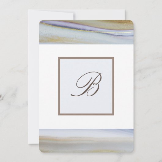 エレガント淡い青の金ゴールドモダンビーチ結婚式 招待状 (裏面)