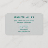 エレガント深いグリーンパステル水彩フローラ 名刺 (裏面)