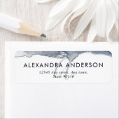 エレガント深いグレイ海軍ウォーターカラーモノグラムミニマル ラベル (インサイチュ)