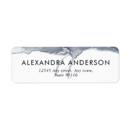 エレガント深いグレイ海軍ウォーターカラーモノグラムミニマル ラベル