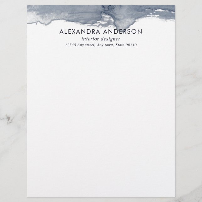 エレガント深いグレーウォータープロフェッショナルミニマル レターヘッド (正面)