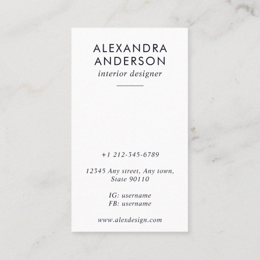 エレガント深いグレーウォータープロフェッショナルミニマル 名刺 (裏面)