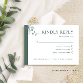 エレガント深いグ結婚リーンと食事RSVなし 出欠カード