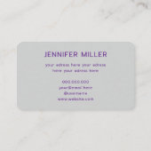 エレガント深いパステル紫色の水色フローラ 名刺 (裏面)