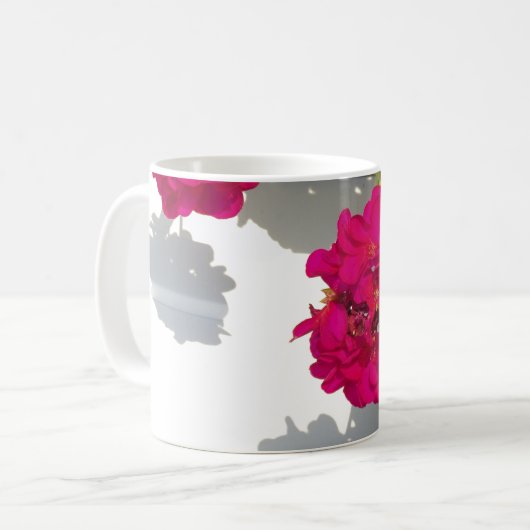 エレガント深いピンクフローラピンクゼラニウム コーヒーマグカップ (正面左)