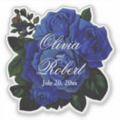 エレガント深いブルーバラ結婚ズ シール (正面)