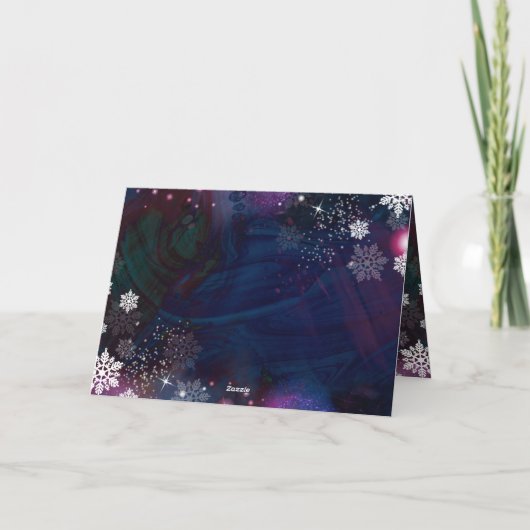 エレガント深いブルーピンクウィンターワンダーランドクリスマス シーズンカード (裏面)