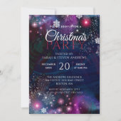 エレガント深いブルーピンクウィンターワンダーランドクリスマス 招待状 (正面)