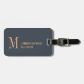 エレガント深いブルーブラウンはっきりした ラゲッジタグ (正面横)