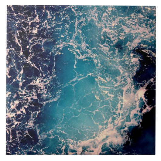 エレガント深いブルー海波背景 タイル (正面)