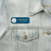 エレガント深いブルー&ホワイト:ビジネスロゴ従業員 名札 (インサイチュ)