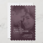 エレガント深いプラムDuoton写真結婚の 招待状 (正面)