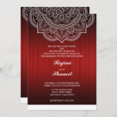 エレガント深いレッドシンプルペイズリーインディアンヒンドゥー 招待状 (正面/裏面)