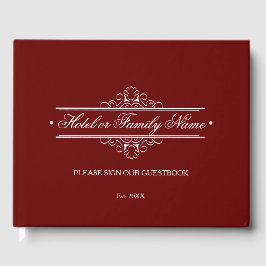 エレガント深いレッドパーソナライズされたホテルアファミリー ゲストブック
