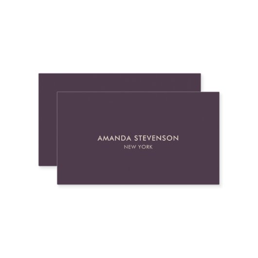 エレガント深い紫とベージュプロフェッショナル 名刺 (正面/裏面インサイチュ)