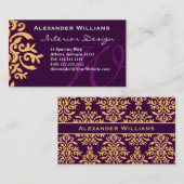 エレガント深い紫モノグラムWカスタマイズ可能 名刺 (正面/裏面)