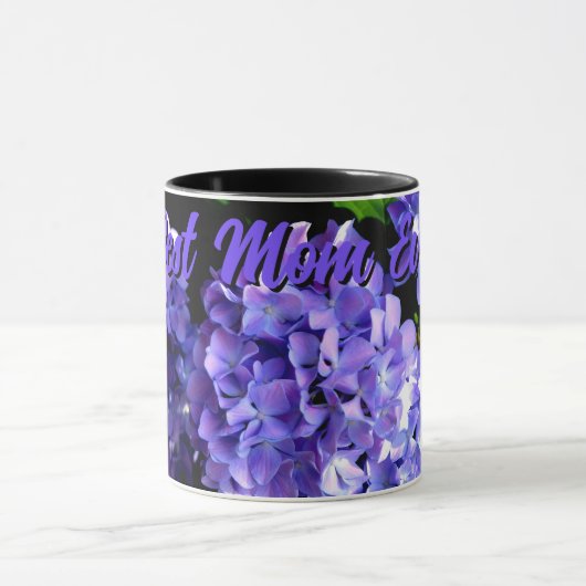 エレガント深い紫色の花あじさいア最高のマーマエバー マグカップ (中央)