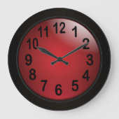 エレガント深い赤と黒と黒はっきりしたの数字 ラージ壁時計 (正面)