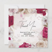エレガント深い赤フローラサンキューカード シーズンカード (正面)