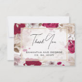 エレガント深い赤フローラサンキューカード ノートカード (正面)