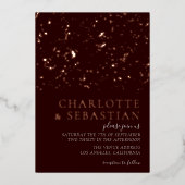 エレガント深い赤結婚写真パーソナライズされた 箔招待状 (正面)