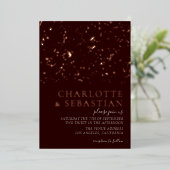 エレガント深い赤結婚写真パーソナライズされた 箔招待状 (立ち正面)