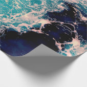 エレガント深い青海波の背景 ラッピングペーパー (角)