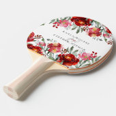 エレガント深い – 赤い庭の花 卓球ラケット (正面アングル)