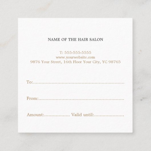 エレガント清浄フェイク金ゴールドはさみギフト券 割引カード (裏面)