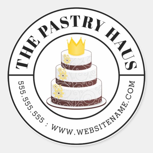 エレガント渦巻きケーキ曲線文字 ラウンドシール (正面)