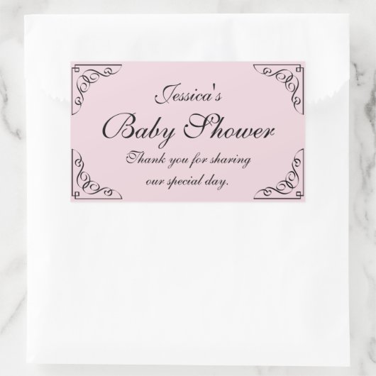 エレガント渦巻形の赤ちゃんシャワーパーティーの好意ステッカー 長方形シール (バッグ)